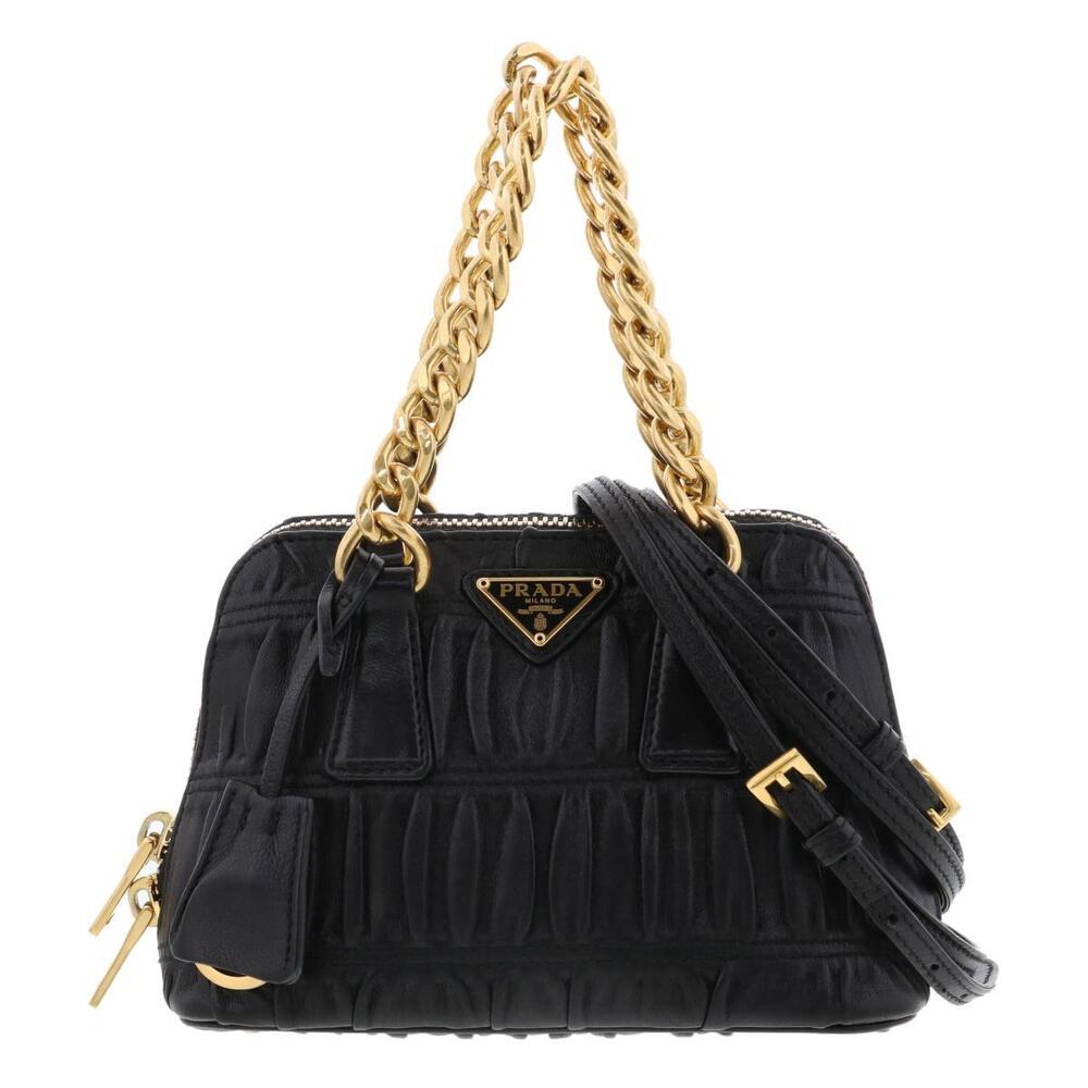 PRADA NAPPA GAUFRE Shoulder Bag Black